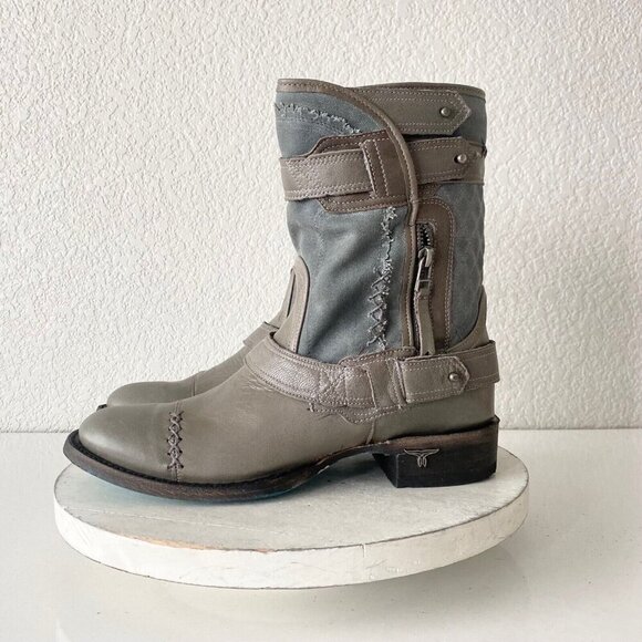 Lane DUSTOFF Womens Cowboy Boots 9 Gray Leather Cowgirl Ankle Boots Western - Picture 4 of 10